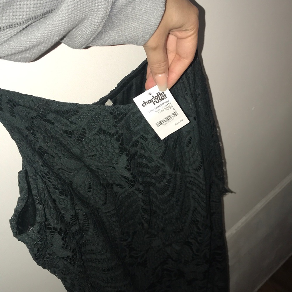 Charlotte Russe forest green lace dress w/ tags